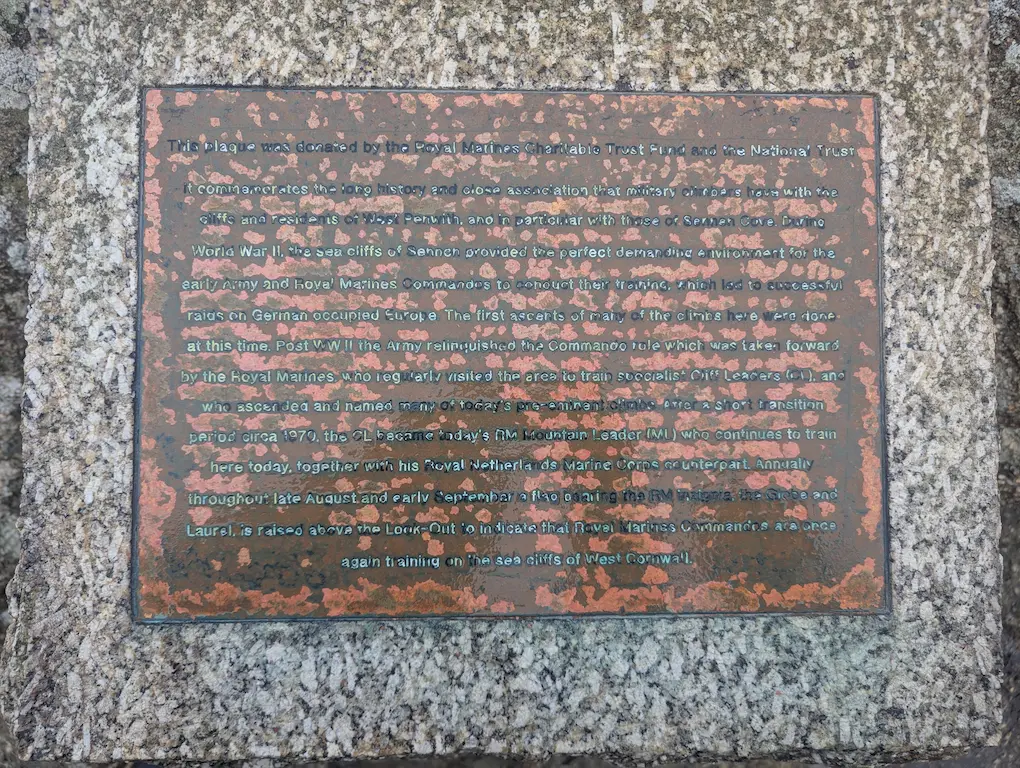 Plaque at Sennen Cove